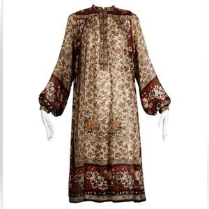 Vintage 70s Dress Ritu Kumar for Judith Ann Saks Fifth 100% Silk Indian Print
